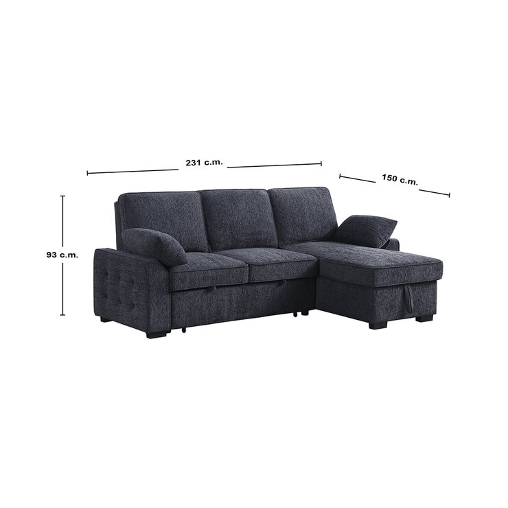 Montbrook Home, Mackenzie, Sofá Cama Seccional con Mesa Desplegable y Almacenamiento