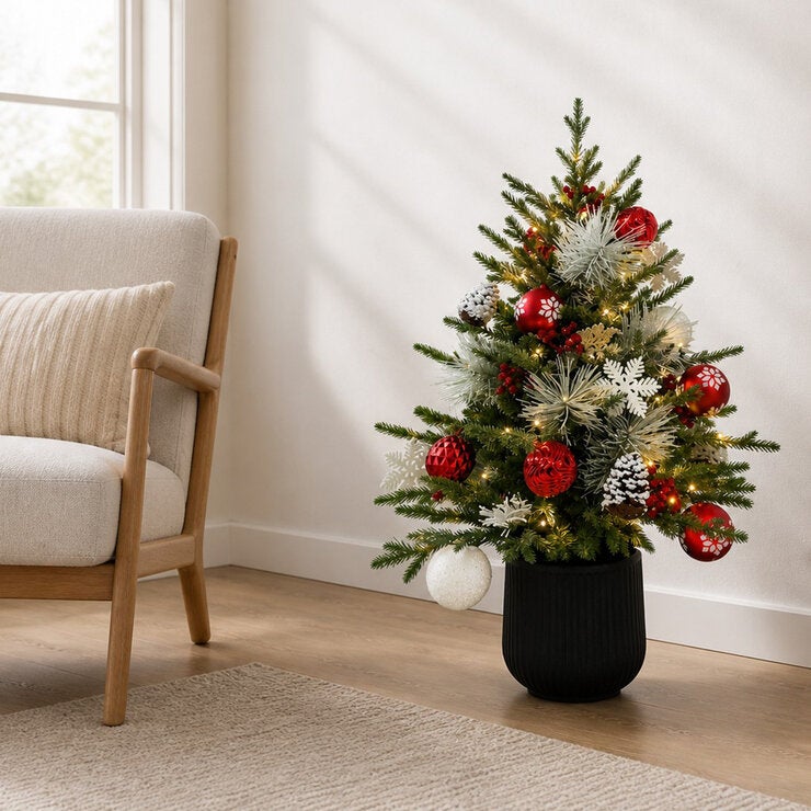 Árbol de Pino Decorado con Luces Centelleantes 91 cm Árbol de Pino Decorado con Luces Centelleantes 91 cm