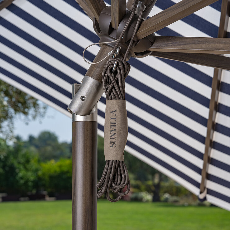 SunVilla, Sombrilla Cabana Redonda de Rayas con Poste Recto de 3.3m, Color Azul