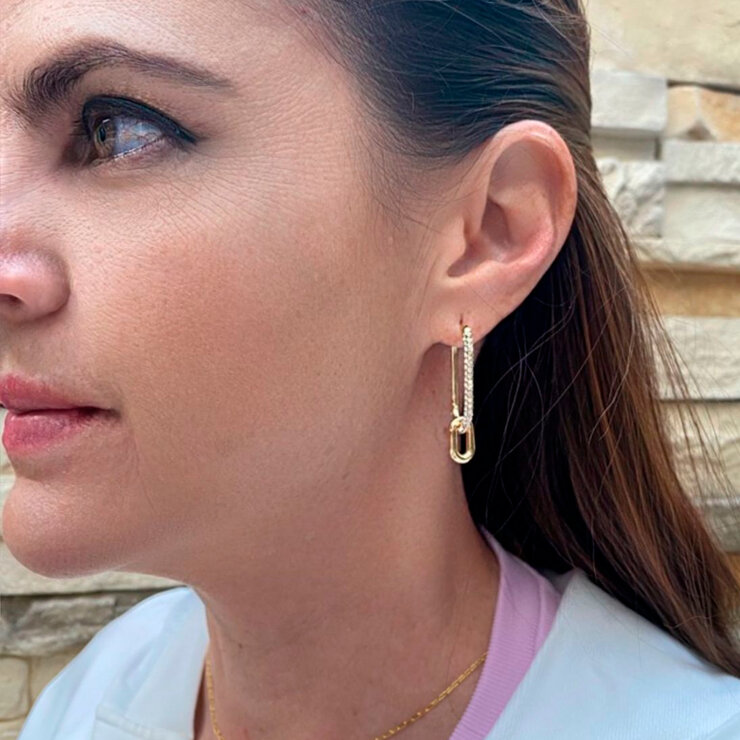 Mayfer, Aretes Largos bañados en Oro y Cristal Austíaco