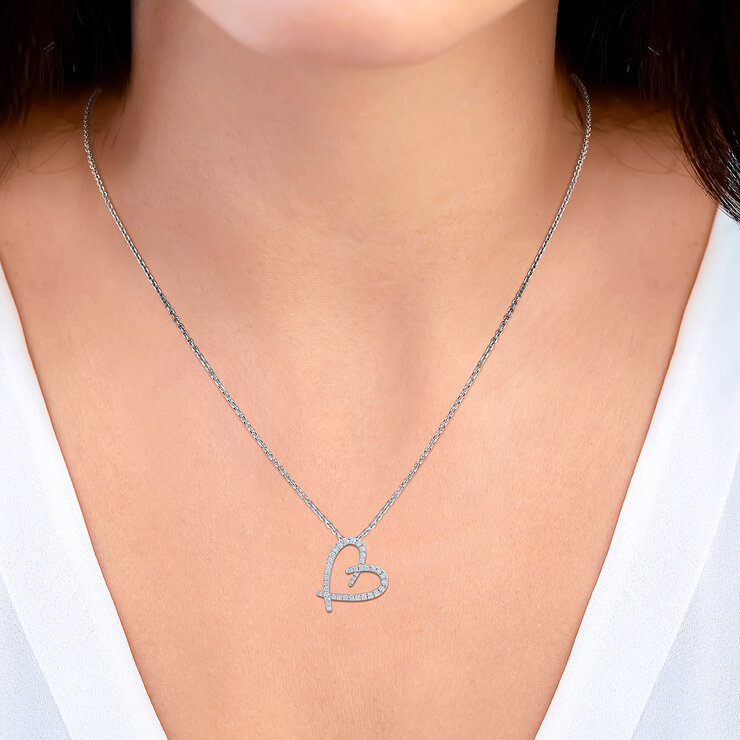 Dije de Corazon de Diamantes 0.30ctw, Oro Blanco 14K