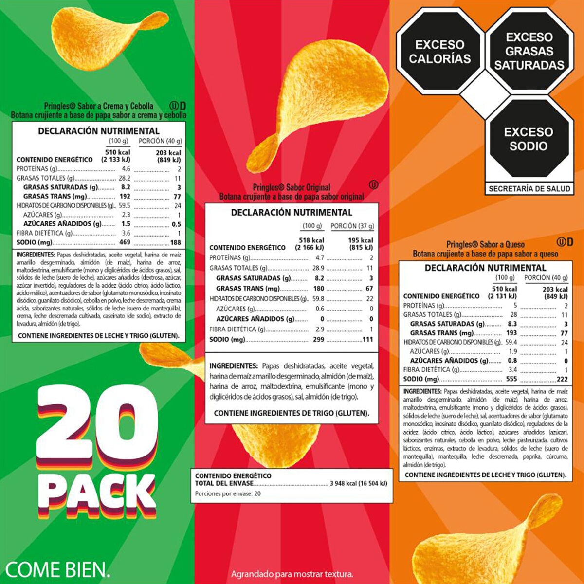 Pringles Papas Surtidas 20 pzas