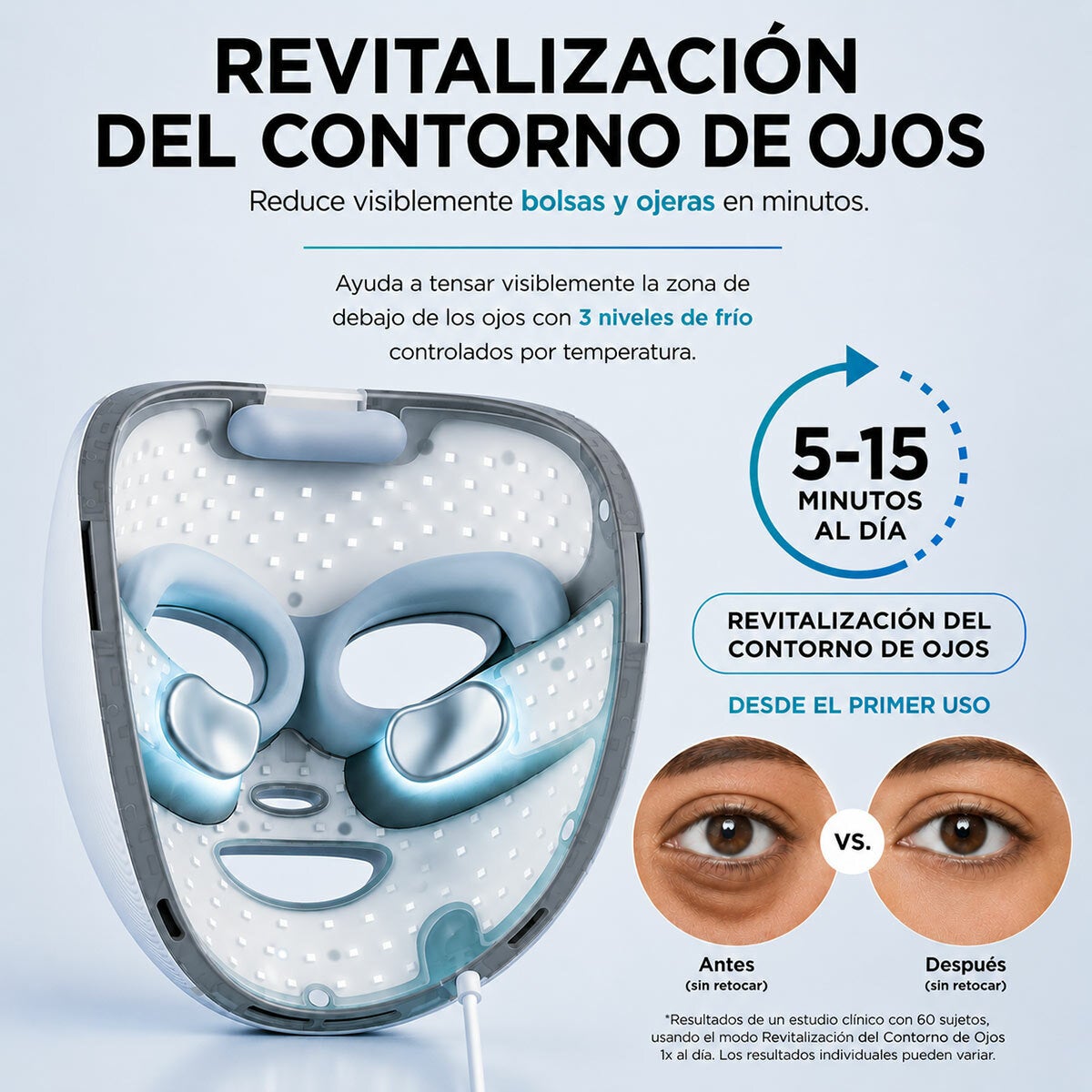 Shark, Máscara Facil LED CryoGlow, con Terapia de Luz y Enfriamiento Shark, Máscara Facil LED CryoGlow, con Terapia de Luz y Enfriamiento