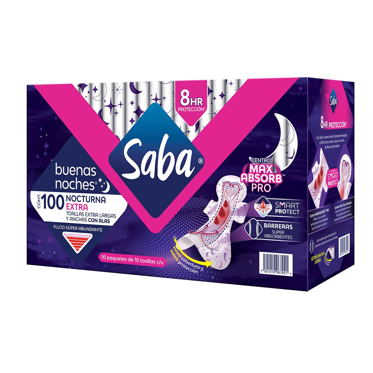 Saba Buenas Noches Extra Toallas Femeninas 100 Pzas