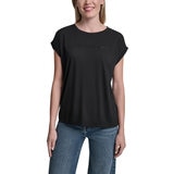 DKNY Playera para Dama Negro Extra Grande