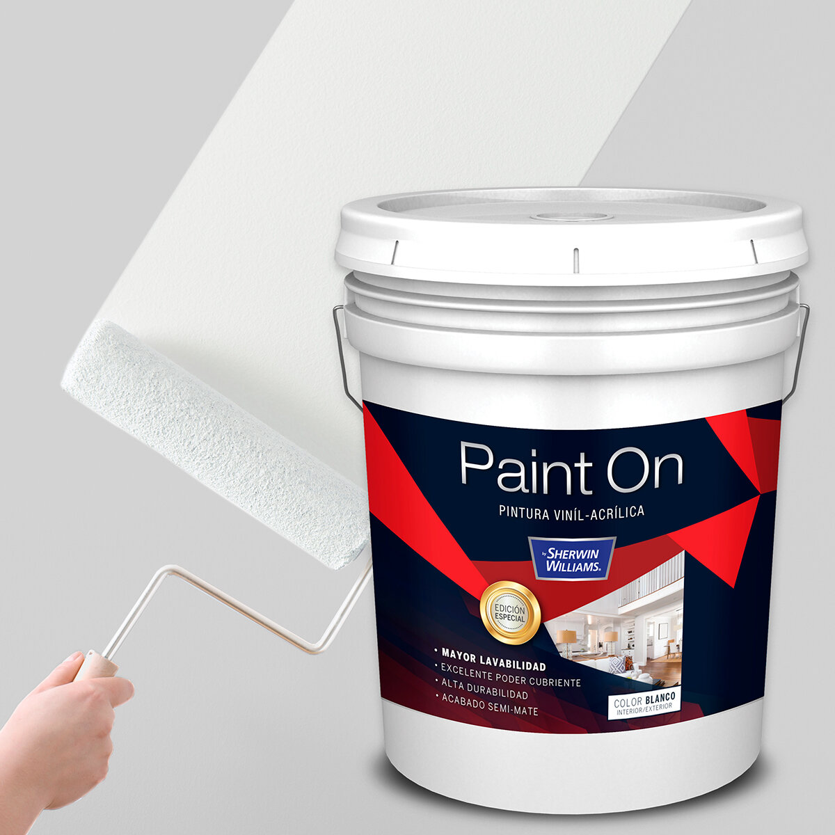 Paint On, Pintura Blanca Semi-Mate Viníl-Acrílica, 19L 