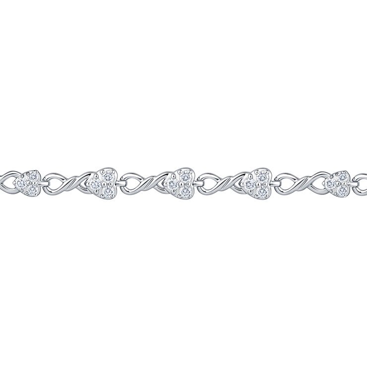 0.90ctw, Pulsera de Diamantes, 17.78cm, Corte Redondo, Oro Blanco 14K 0.90ctw, Pulsera de Diamantes, 17.78cm, Corte Redondo, Oro Blanco 14K