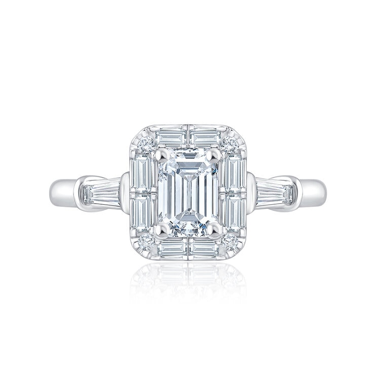Anillo de Compromiso, 0.98ctw Diamantes, Oro Blanco de 14K