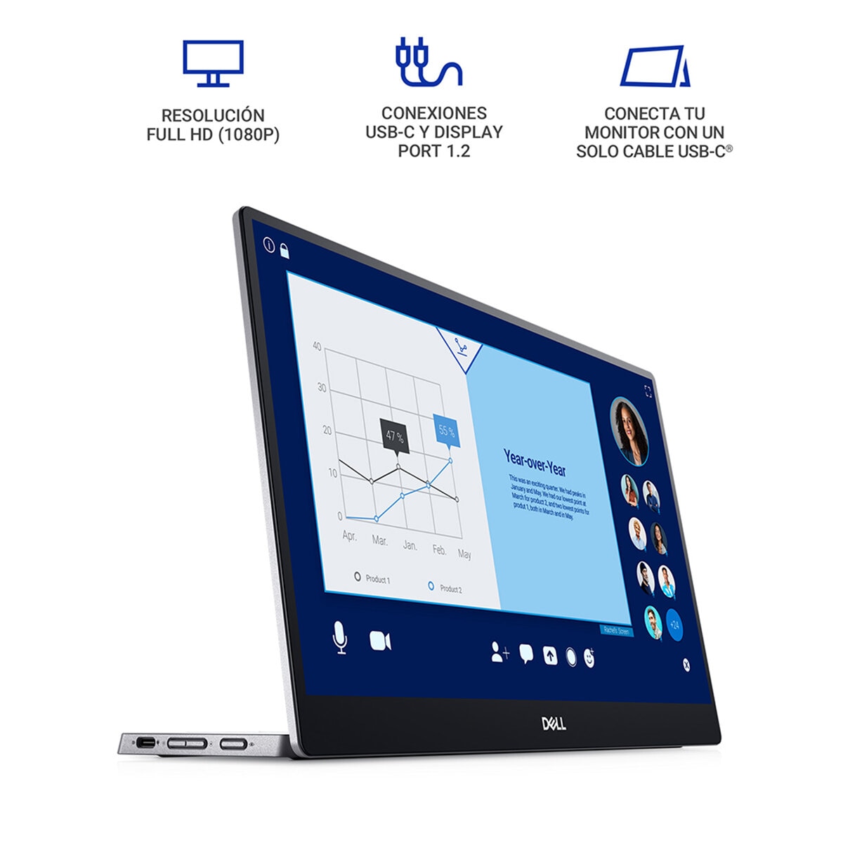 DELL Monitor Portátil 14" Full HD P1424H