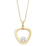 Dije de Perla Cultivada con Cadena 45.72cm, 8-8.5mm, Oro Amarillo de 14K