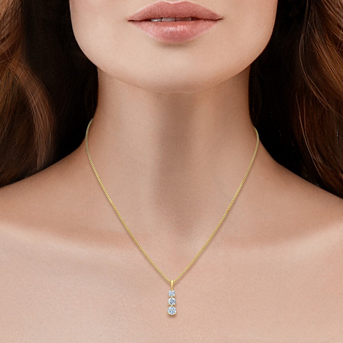 Dije de 3 Diamantes 1ct, Oro Amarillo 14k Dije de 3 Diamantes 1ct, Oro Amarillo 14k