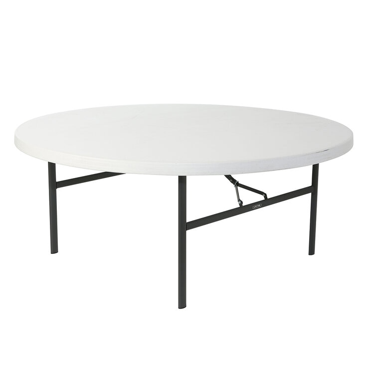 Lifetime Mesas Plegables Redondas 1.82m Color Blanco 12 Piezas con Carro Transportador