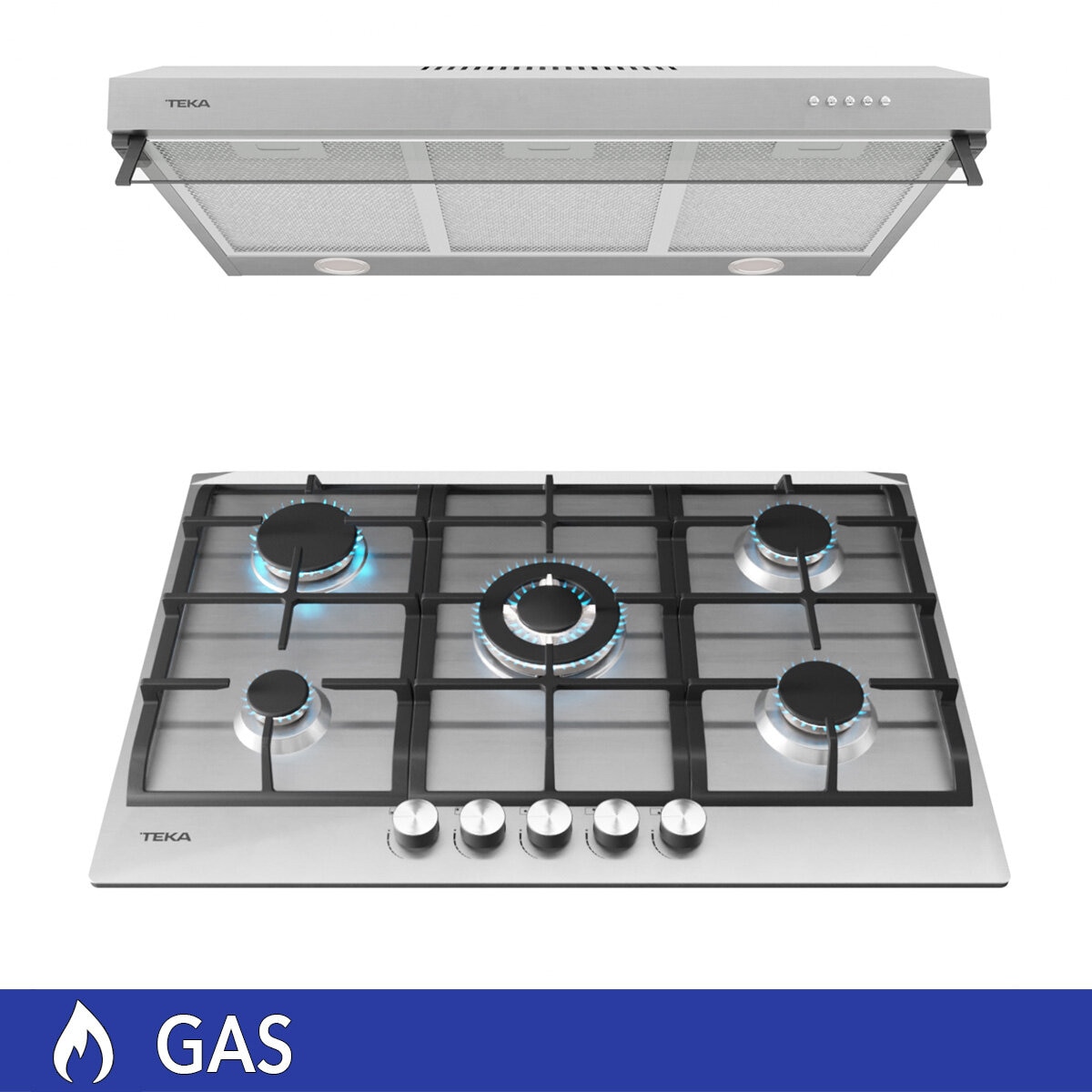 Teka Combo Campana de Pared 75 cm y Parrilla de Gas 5 Quemadores 75 cm