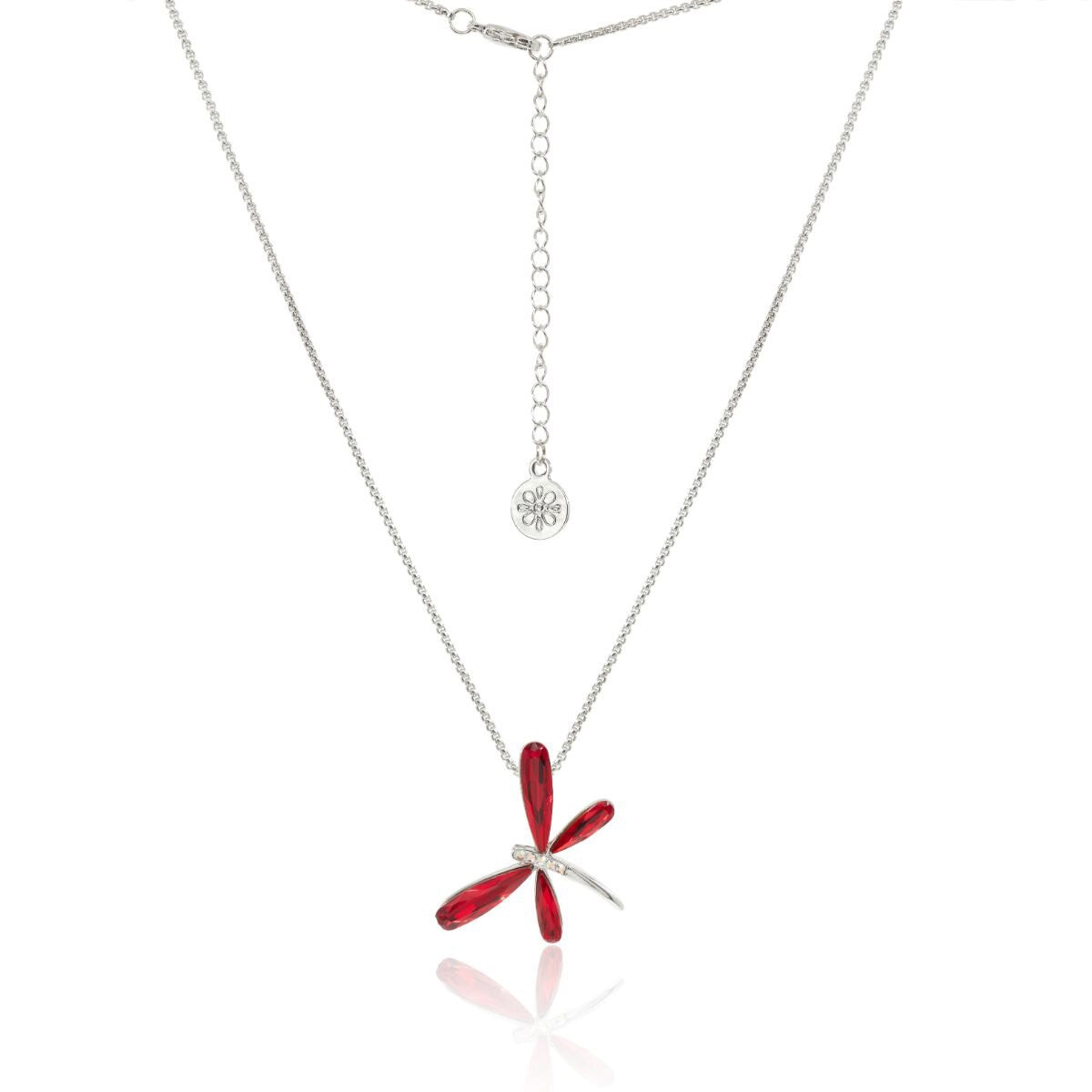Mayfer, Cadean con Dije de Libélula, Con Cristal Austriaco Color Rojo
