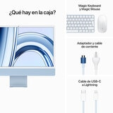 Apple iMac 24" 256GB 4.5K Chip M3 Azul CPU de 8 núcleos GPU de 8 núcleos 