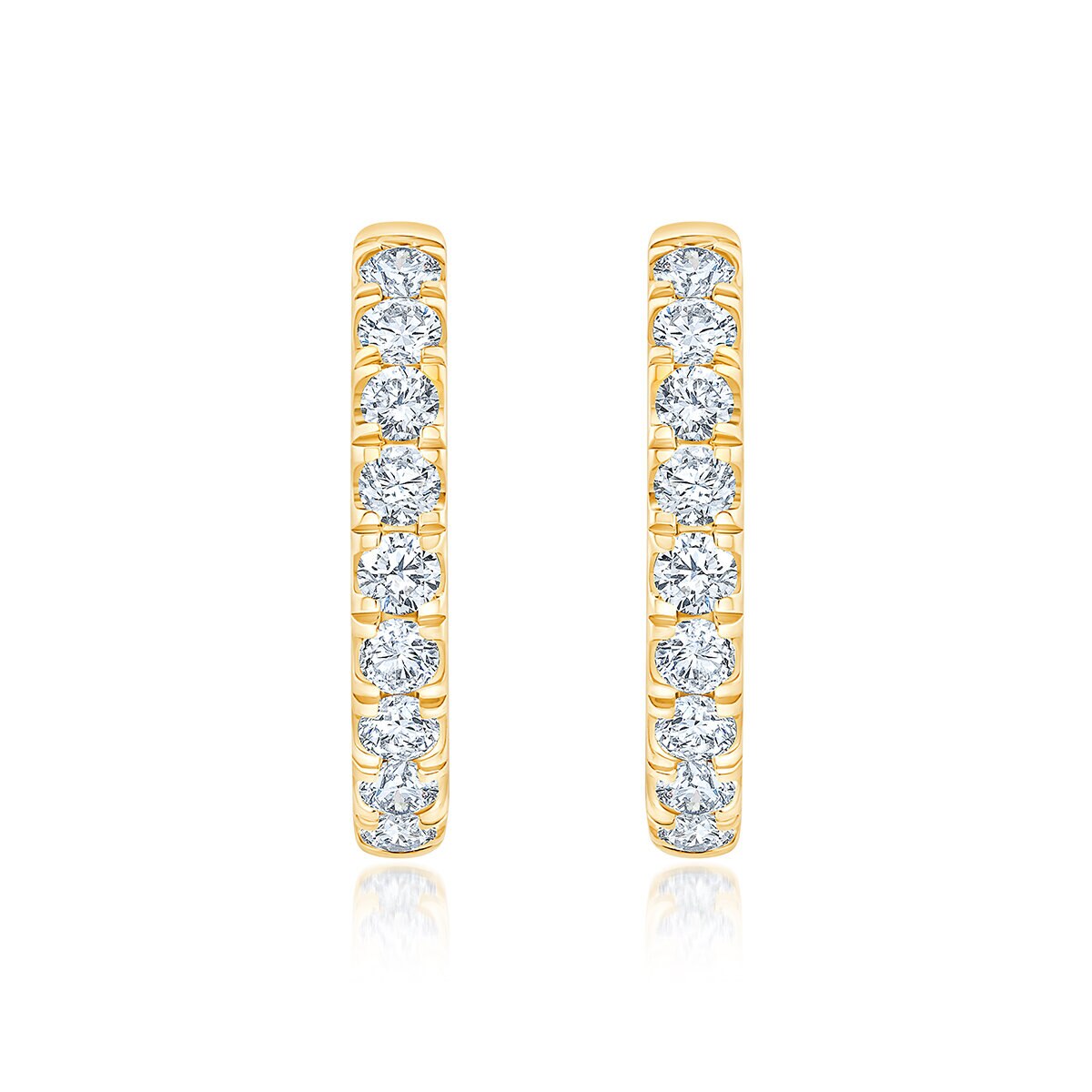 0.50ctw, Arracadas de Diamantes, Corte Redondo, Oro Amarillo de 14K