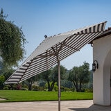 SunVilla, Sombrilla Cabana Redonda de Rayas con Poste Recto de 3.3m, Color Negro