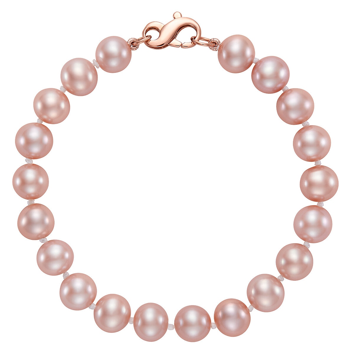 Pulsera de Perlas Rosas Cultivadas 8-8.5mm, Oro Rosa de 14k