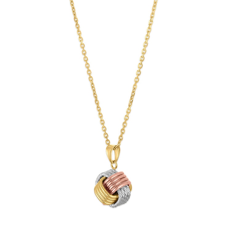 Collar con Dije de Nudo de Corazón, Oro 14k Collar con Dije de Nudo de Corazón, Oro 14k