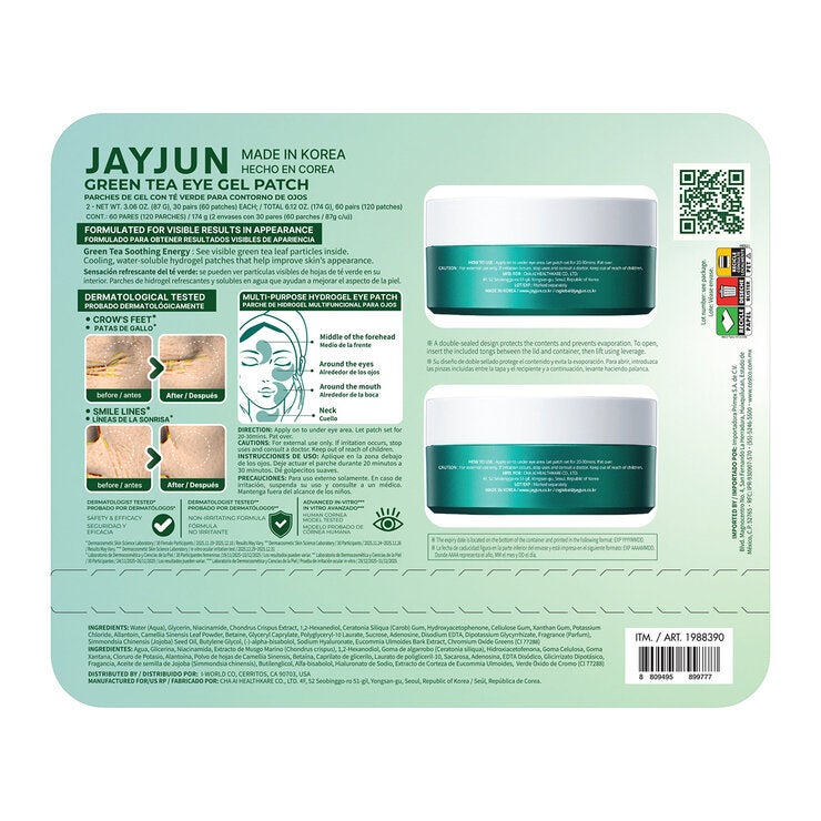 Jayjun Parches de Gel con Té Verde para Ojos 60 pares Jayjun Parches de Gel con Té Verde para Ojos 60 pares