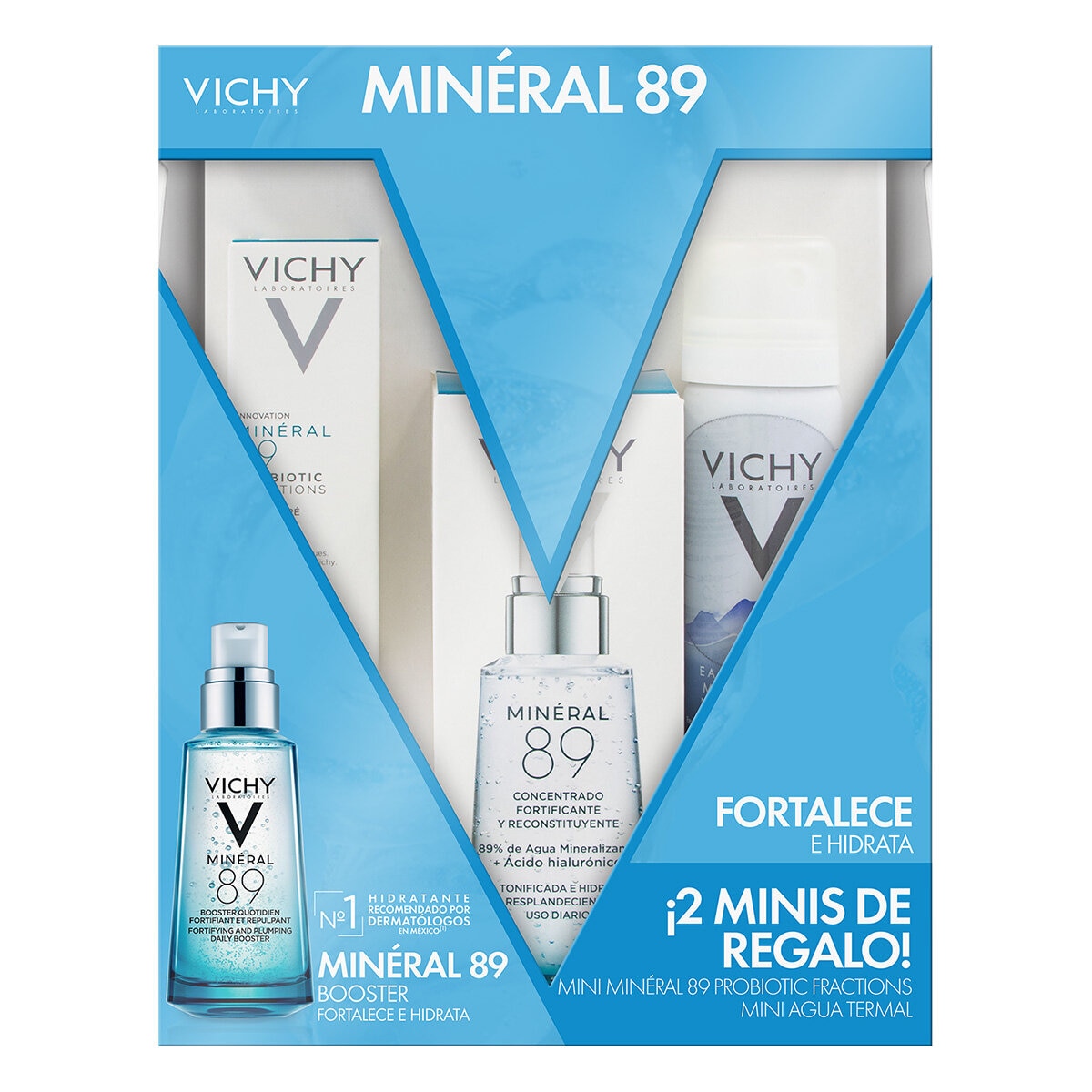 Kit Vichy Mineral 89 50ml, Crema 10ml y Agua Termal 50ml