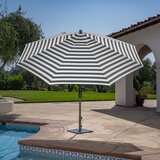 SunVilla, Sombrilla Cabana Redonda de Rayas con Poste Recto de 3.3m, Color Negro