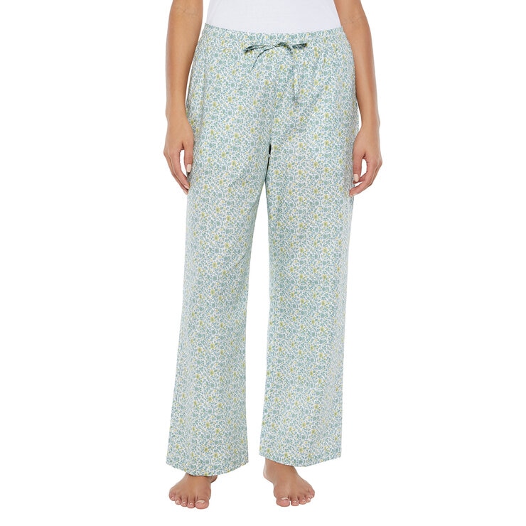 Wildfox Conjunto de Pantalones de Pijama para Dama Azul y Verde Grande