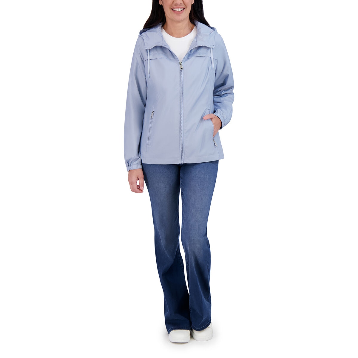 DKNY Chamarra rompevientos para Dama Azul Grande