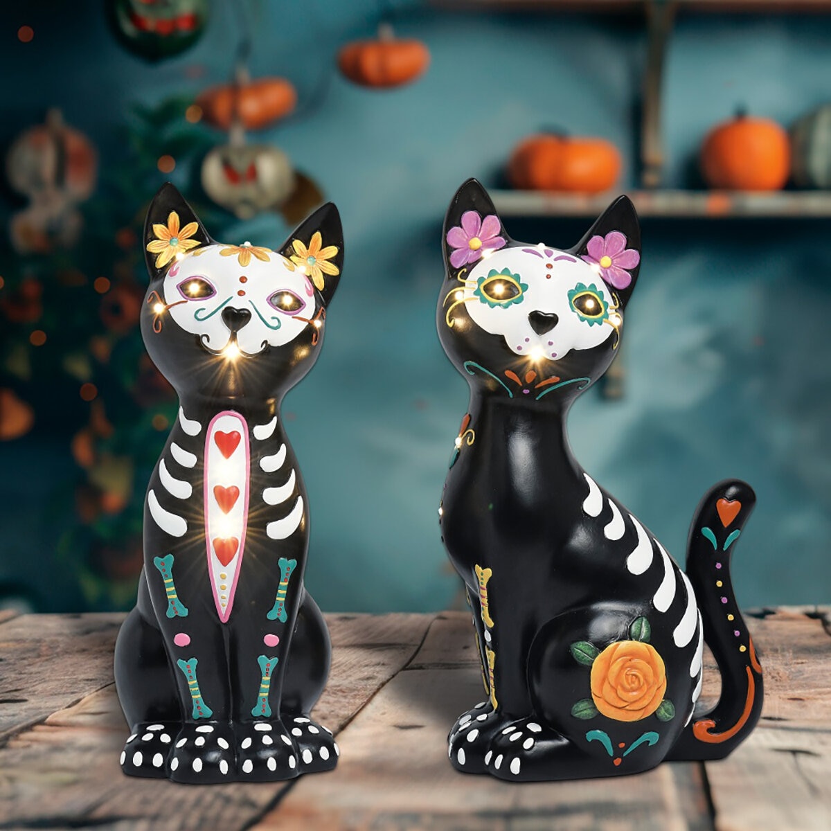 Gatos Decorativos de Día de Muertos
