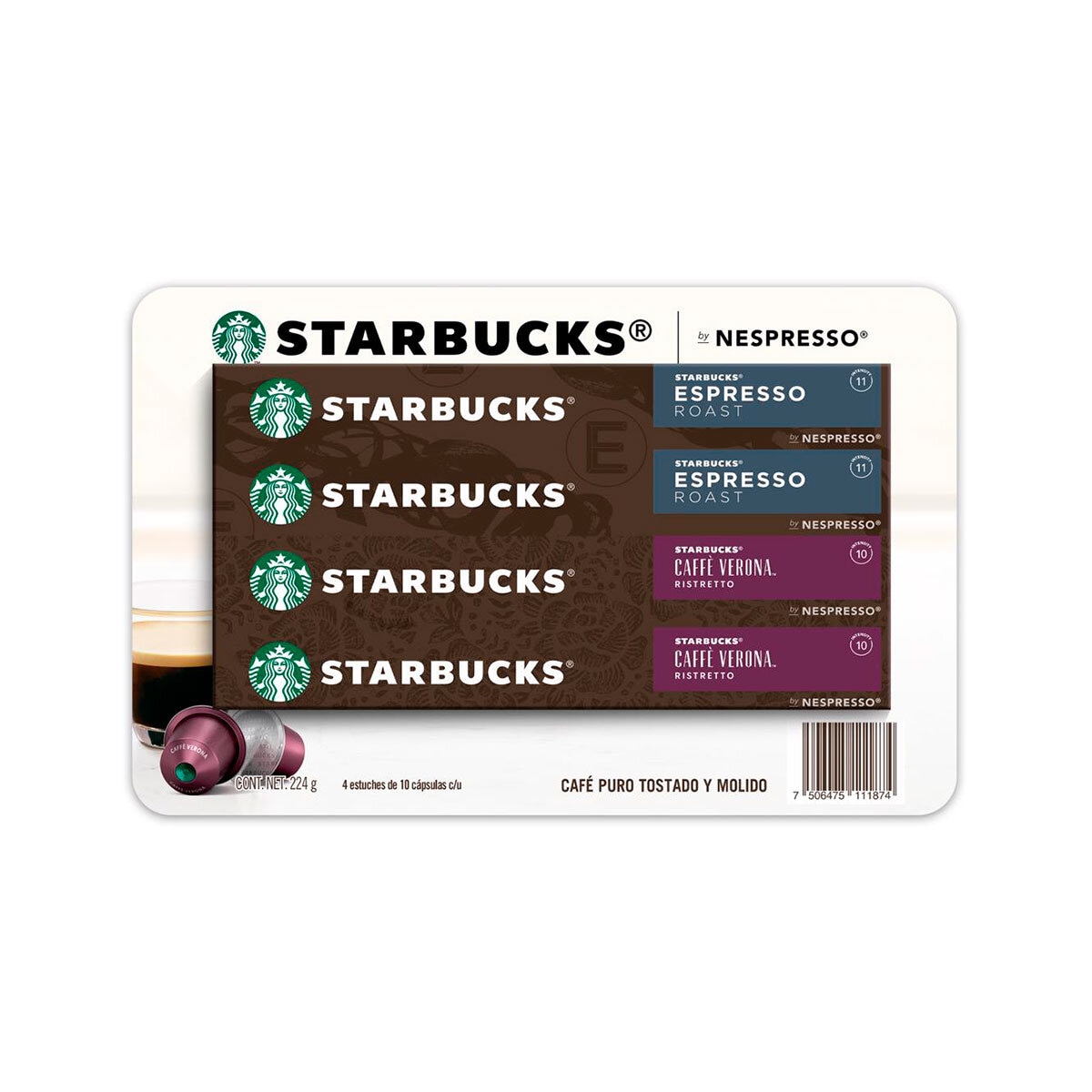 Starbucks Cápsulas Nespresso, Café Espresso Roast y Verona 40 cápsulas