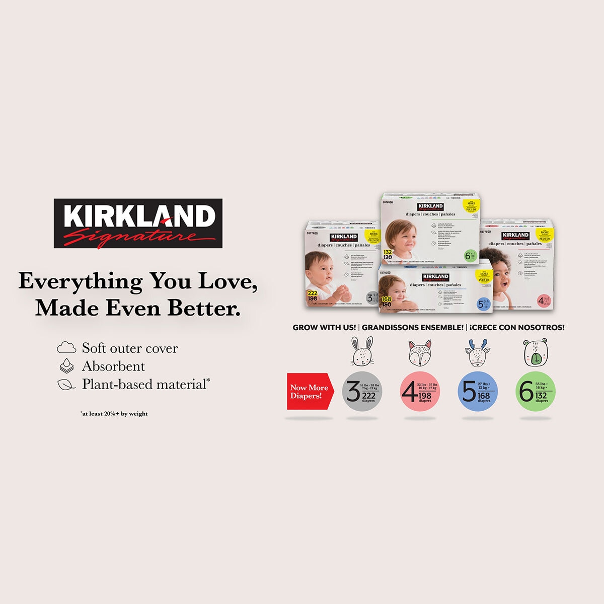 Kirkland Signature Pañales Etapa 6 Unisex 132 pzas