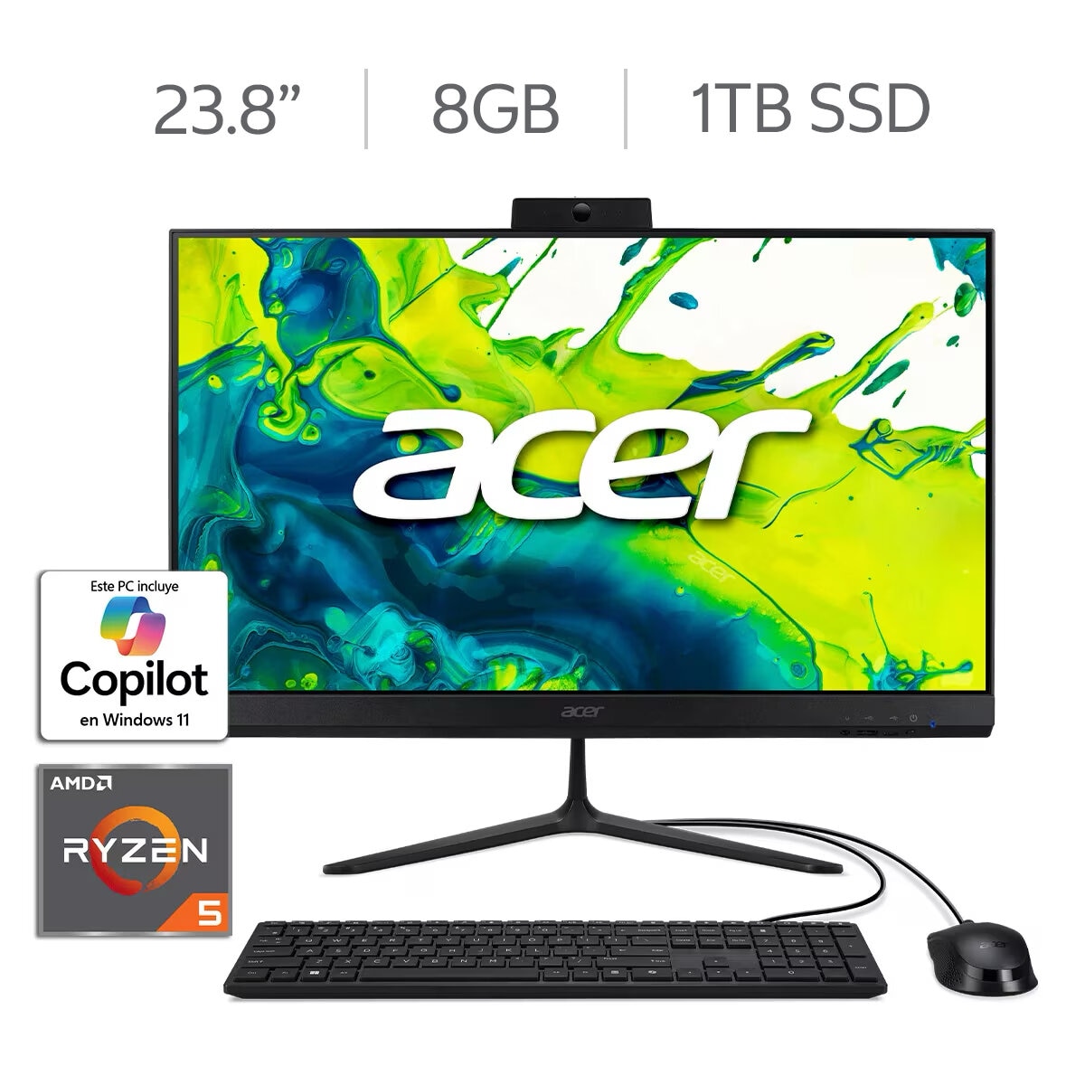 Acer Aspire C24 All In One Desktop 23.8" Full HD AMD Ryzen 5 8GB 1TB SSD