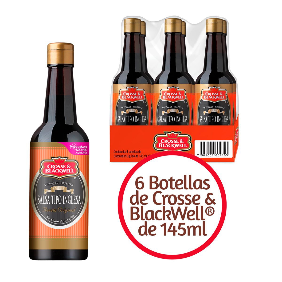 Crosse & Blackwell Salsa Tipo Inglesa 6 pzas de 145 ml