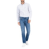 Nautica Camisa para Caballero Azul y rayas blancas Mediana