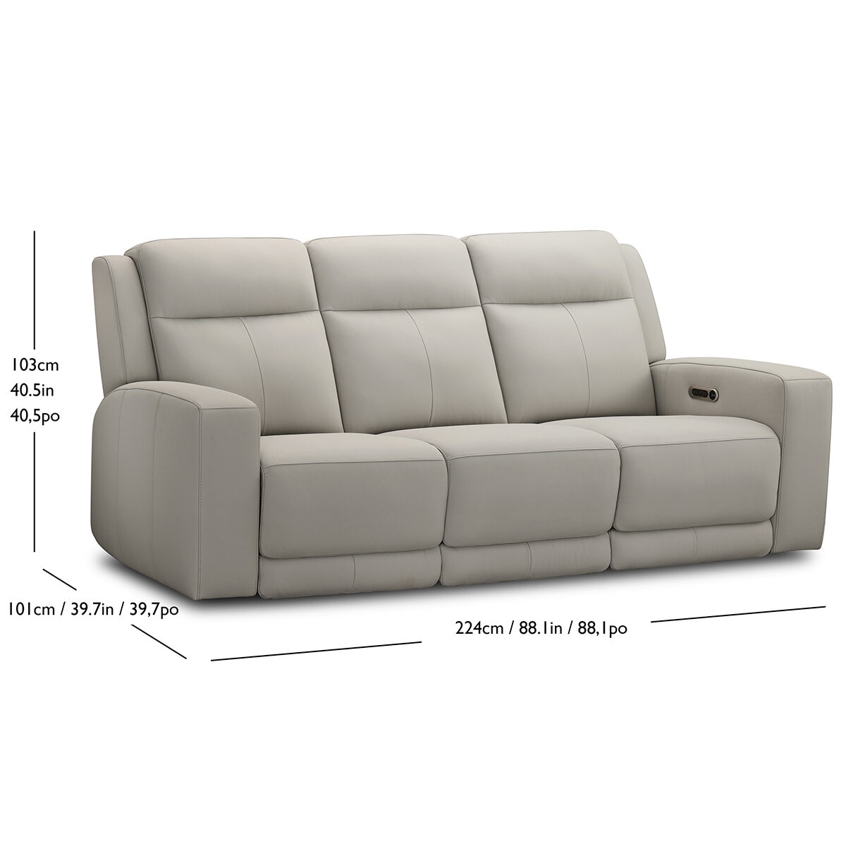 Simon Li Furniture, Sofá Reclinable de Piel con Sistema Eléctrico