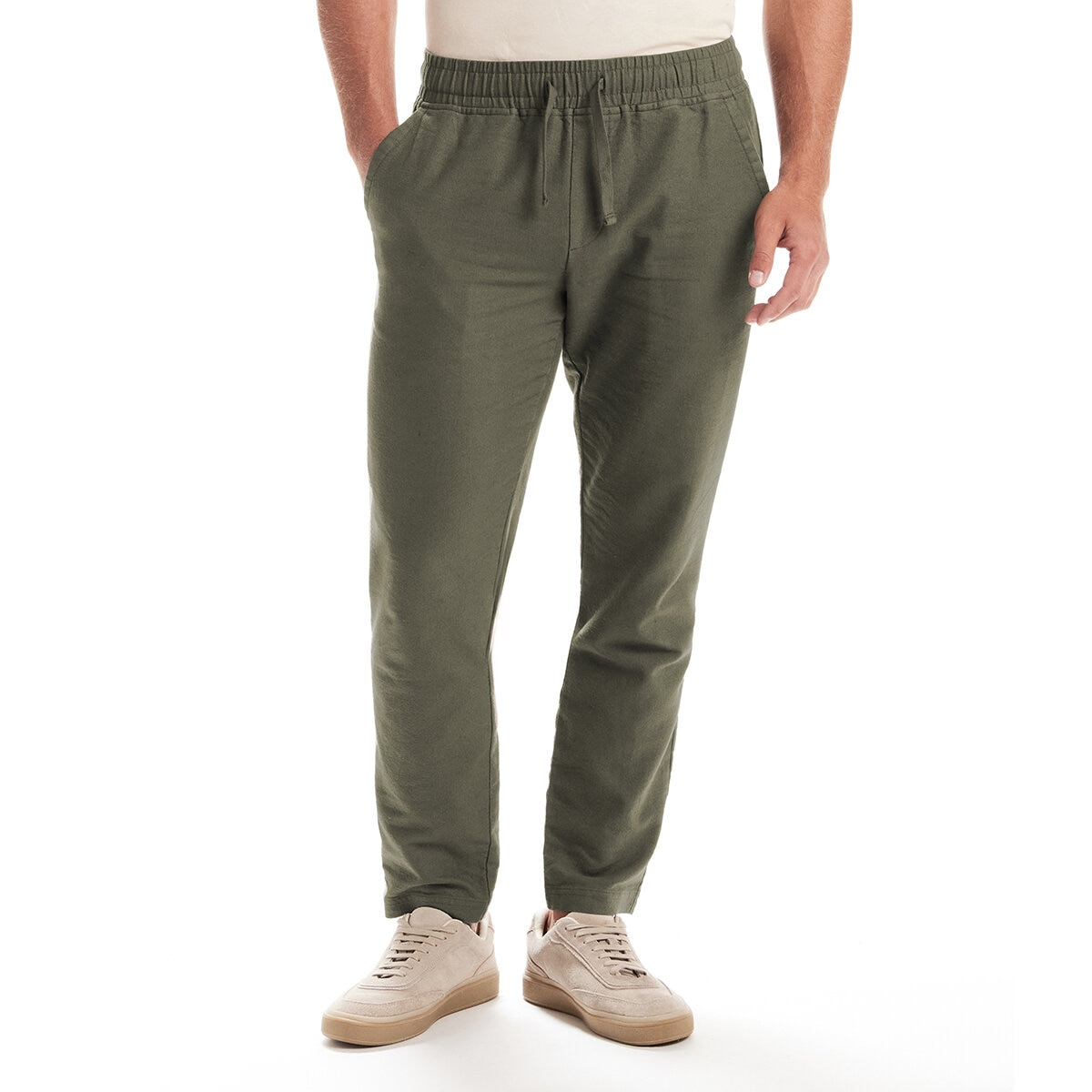 Vintage & Black Pantalones tipo Lino para Caballero Verde Extra Grande