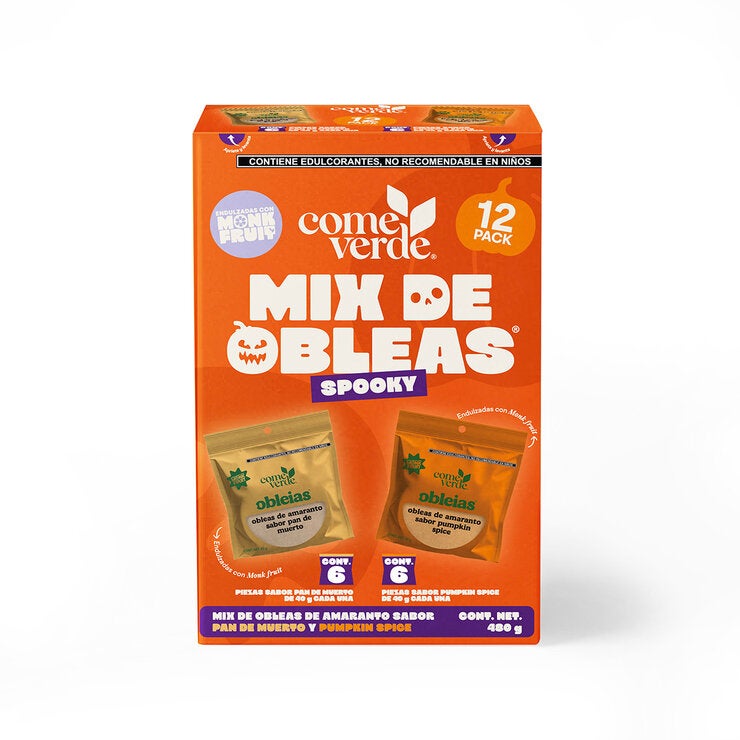 Come Verde Mix de Obleas Sabor Pan de Muerto y Calabaza 480 g