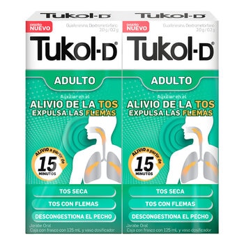 Tukol-D Jarabe Adulto para la tos paquete de 2 frascos de 125ml c/u