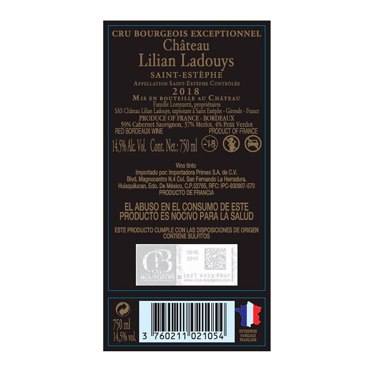 Vino Tinto Lilian Ladouys 2018 750ml