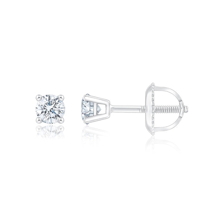 Aretes de Diamante 0.36ctw, Oro Blanco 14K