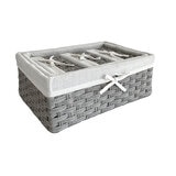 Baum Essex Juego de 5 Cestos Rectangulares de Mimbre Sintetico con Forro Gris