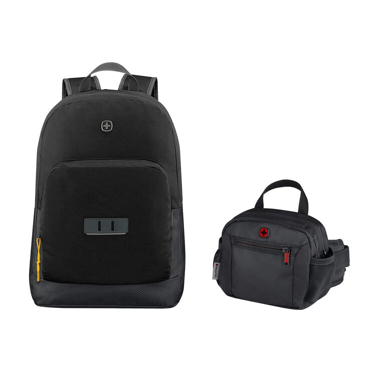 Wenger, Kit Mochila Y Cangurera Essentials Duo, Color Negro Wenger, Kit Mochila Y Cangurera Essentials Duo, Color Negro