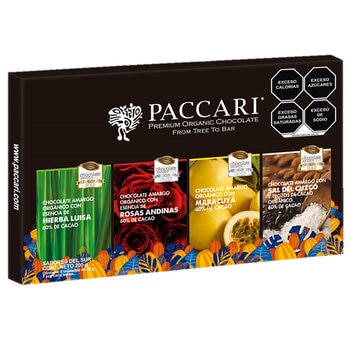 Paccari Surtido de Chocolates Orgánicos Premium 4 pzas de 50 g