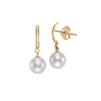 Aretes de Perlas, Oro Amarillo de 14K