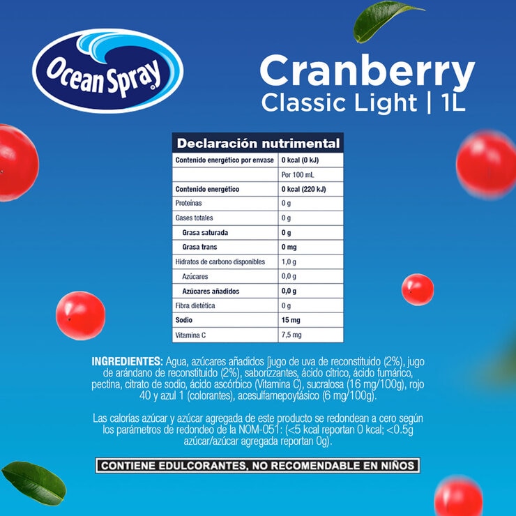 Ocean Spray Bebida de Arándano Baja en Calorías 6 pzs de 1 l