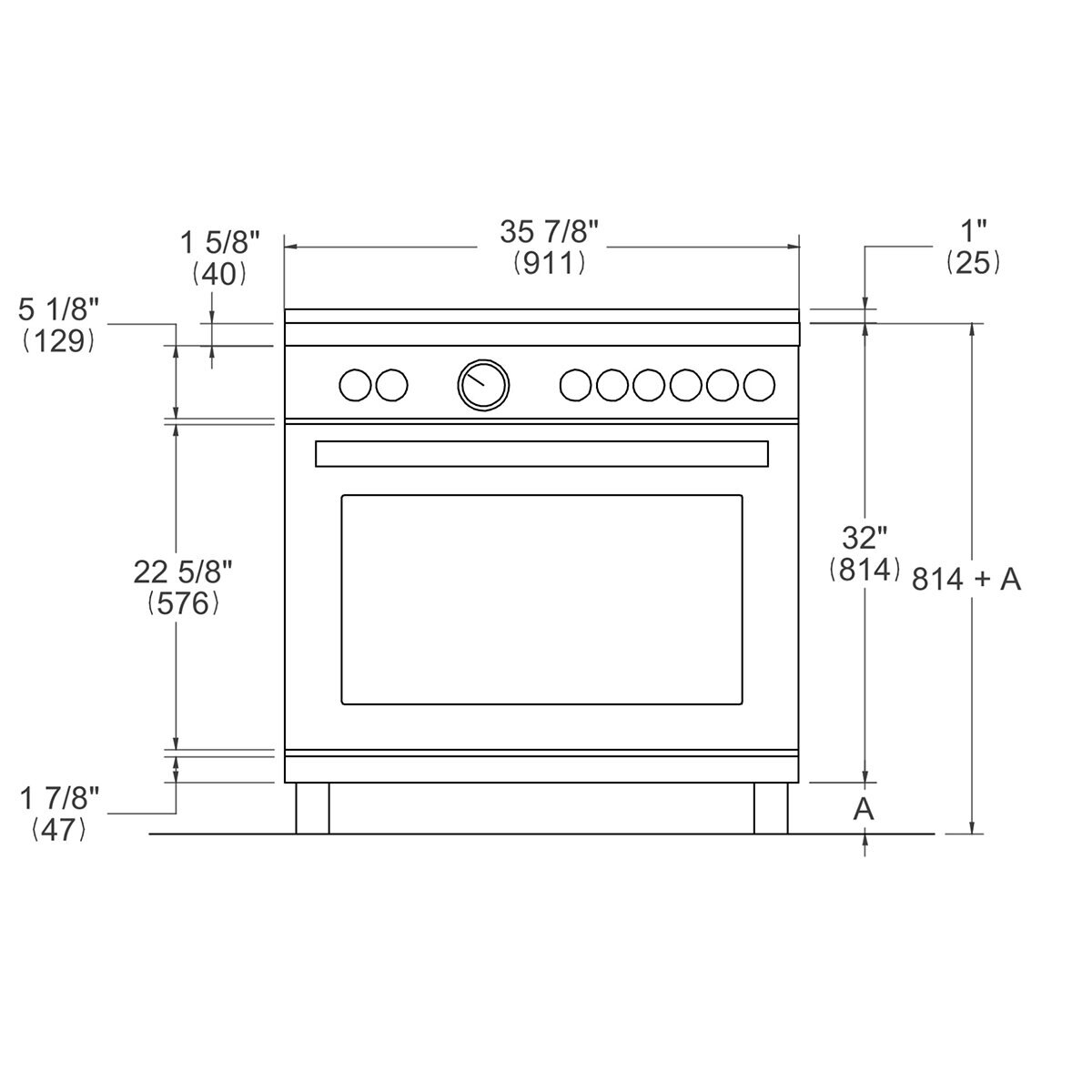 Bertazzoni Estufa 6 Quemadores y Horno de 5.9"