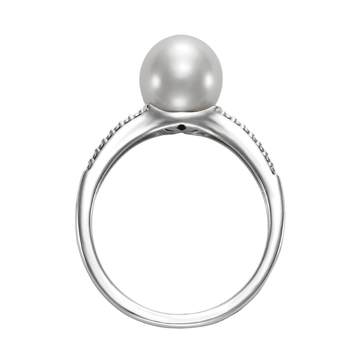 Anillo de Perla Cultivada, Oro Blanco de 14K