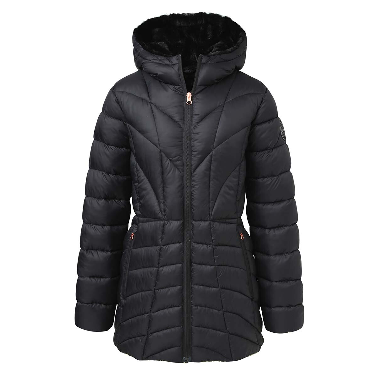 Bebe Chamarra Acolchada con Capucha para Dama Negro Chica | Costco