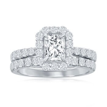 Anillo de Boda, 2.16ctw Diamantes, Oro Blanco de 14K