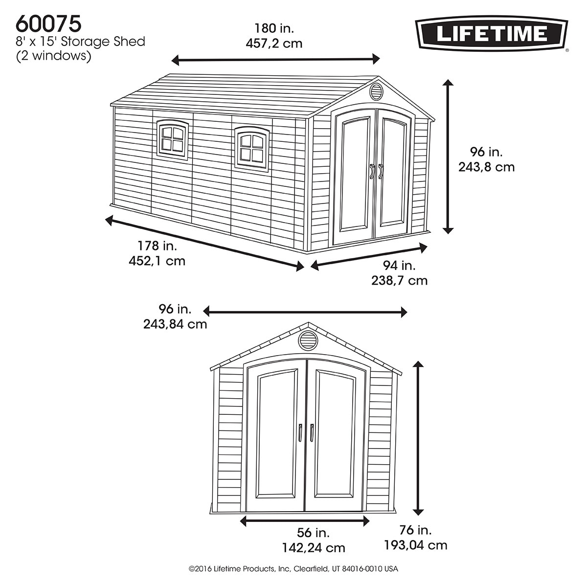 Lifetime cobertizo de 2.44m x 4.57m